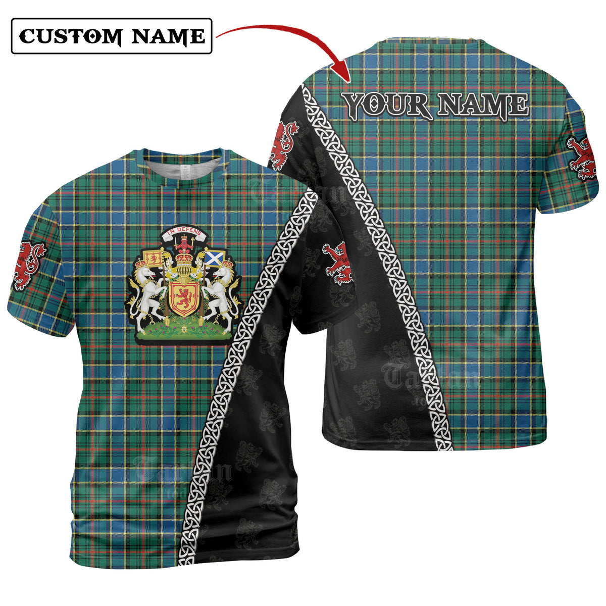Ogilvie Hunting Ancient Tartan Shirt with Scotland Coat of Arms & Custom Name WX64