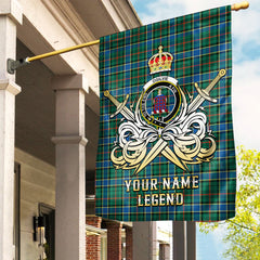 Custom Name Clan Ogilvie Hunting Ancient Tartan Garden Flag with Clan Crest and the Golden Sword of Courageous Legacy JZ55