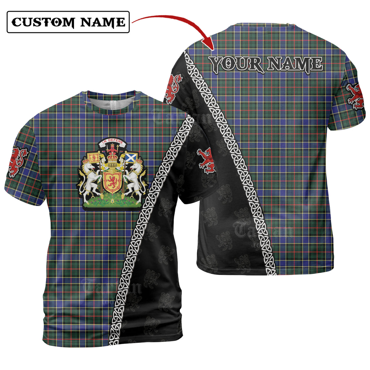 Ogilvie Hunting Modern Tartan Shirt with Scotland Coat of Arms & Custom Name XI47