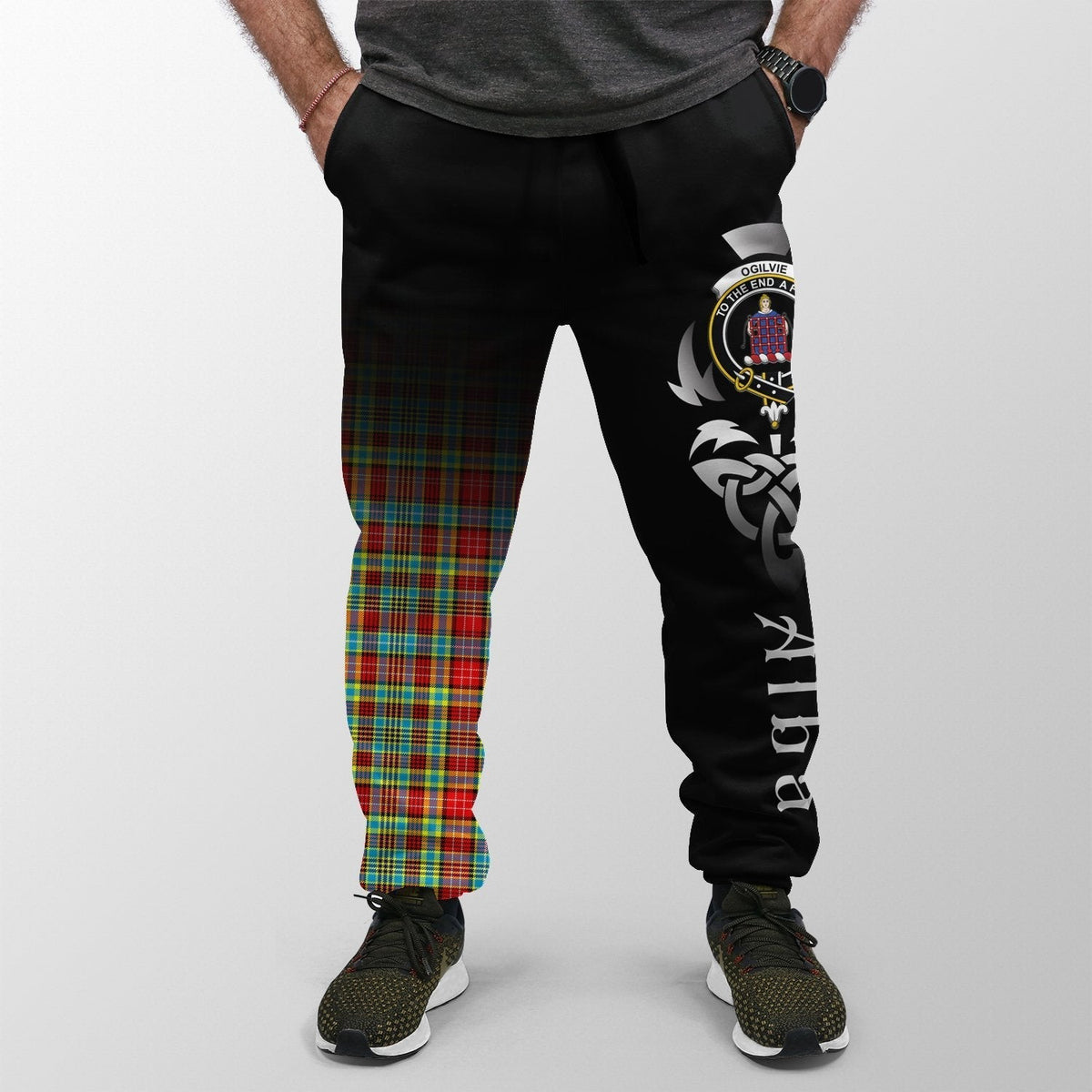 Clan Ogilvie Tartan Crest Jogger Sweatpants  Alba Celtic Style SY65 Clan Ogilvie Tartan Today   
