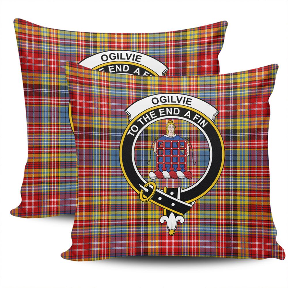 Clan Ogilvie of Airlie Ancient Tartan Crest Pillow Cover YE59 Clan Ogilvie Tartan Today   