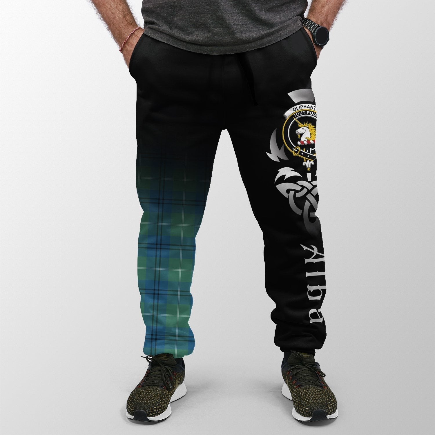 Clan Oliphant Ancient Tartan Crest Jogger Sweatpants  Alba Celtic Style CG24 Clan Oliphant Tartan Today   