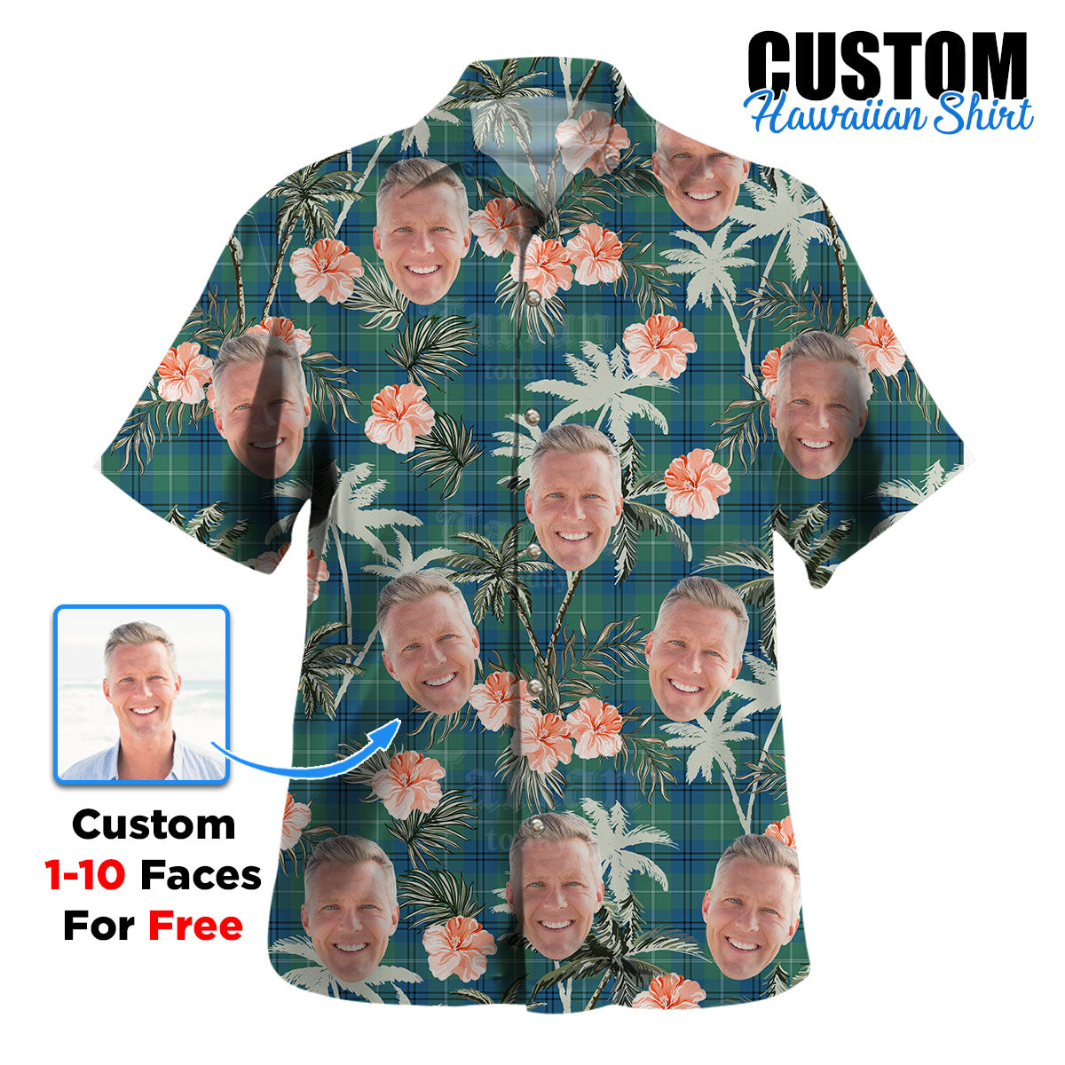 Clan Oliphant Ancient Tartan Custom Face Hawaiian Shirt – Unisex Gift for Family Members, Summer Party IS71 Oliphant Ancient Tartan Tartan Hawaii Shirt