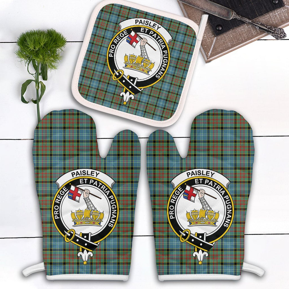 Clan Paisley Tartan Crest Oven Mitt And Pot Holder (2 Oven Mitts + 1 Pot Holder) AM48 Clan Paisley Tartan Today   