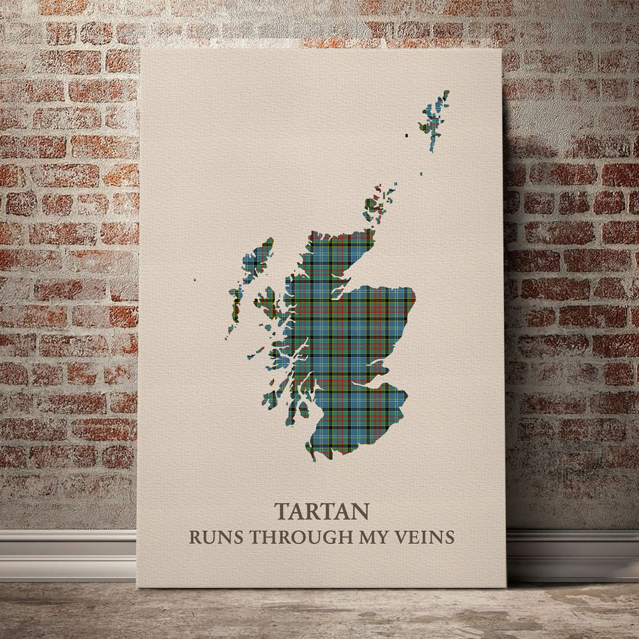 Paisley District Tartan Scotland Map Canvas – “Tartan Runs Through My Veins” Wall Art