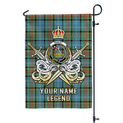 Custom Name Clan Paisley District Tartan Garden Flag with Clan Crest and the Golden Sword of Courageous Legacy GX18