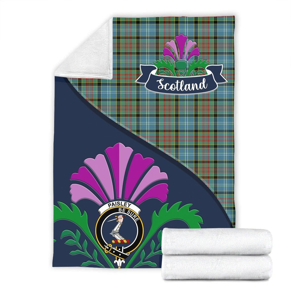 Clan Paisley Tartan Crest Premium Blanket Thistle Style RR65 Clan Paisley Tartan Today   