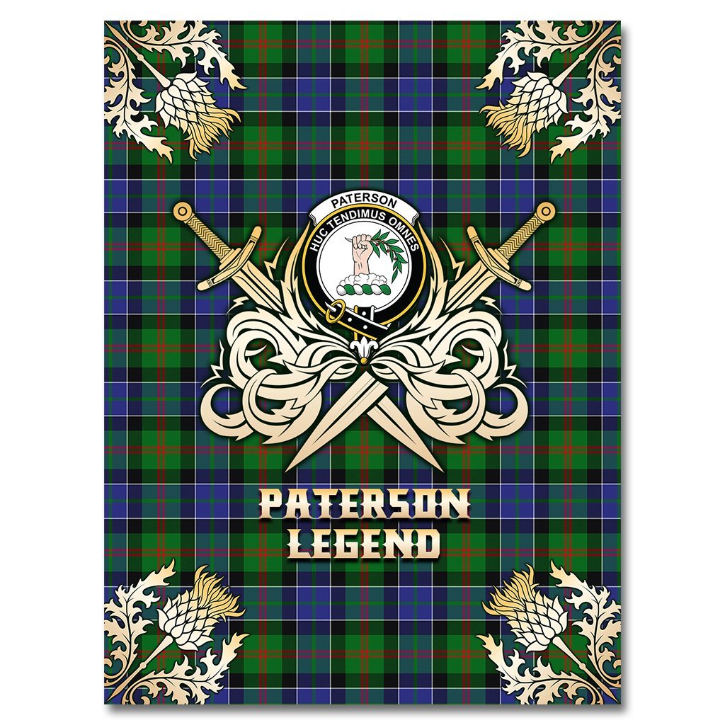 Clan Paterson Tartan Gold Courage Symbol Blanket YJ70 Clan Paterson Tartan Today   
