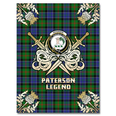 Clan Paterson Tartan Gold Courage Symbol Blanket YJ70 Clan Paterson Tartan Today   