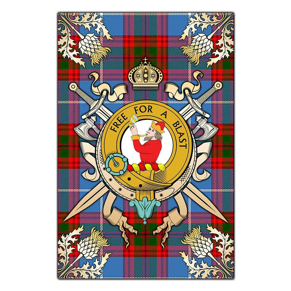 Clan Pennycook Tartan Crest Black Garden Flag  - Gold Thistle  DA45 Clan Pennycook Tartan Today   