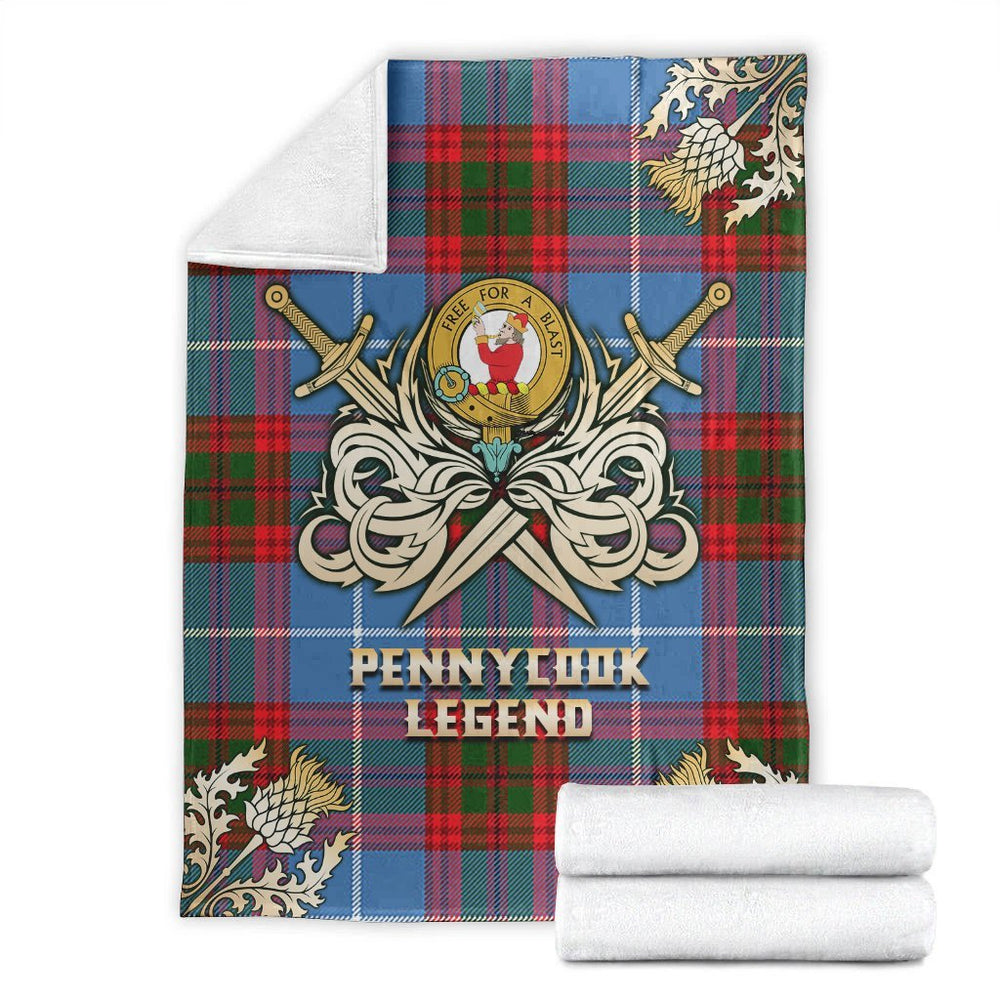 Clan Pennycook Tartan Gold Courage Symbol Blanket RF14 Clan Pennycook Tartan Today   
