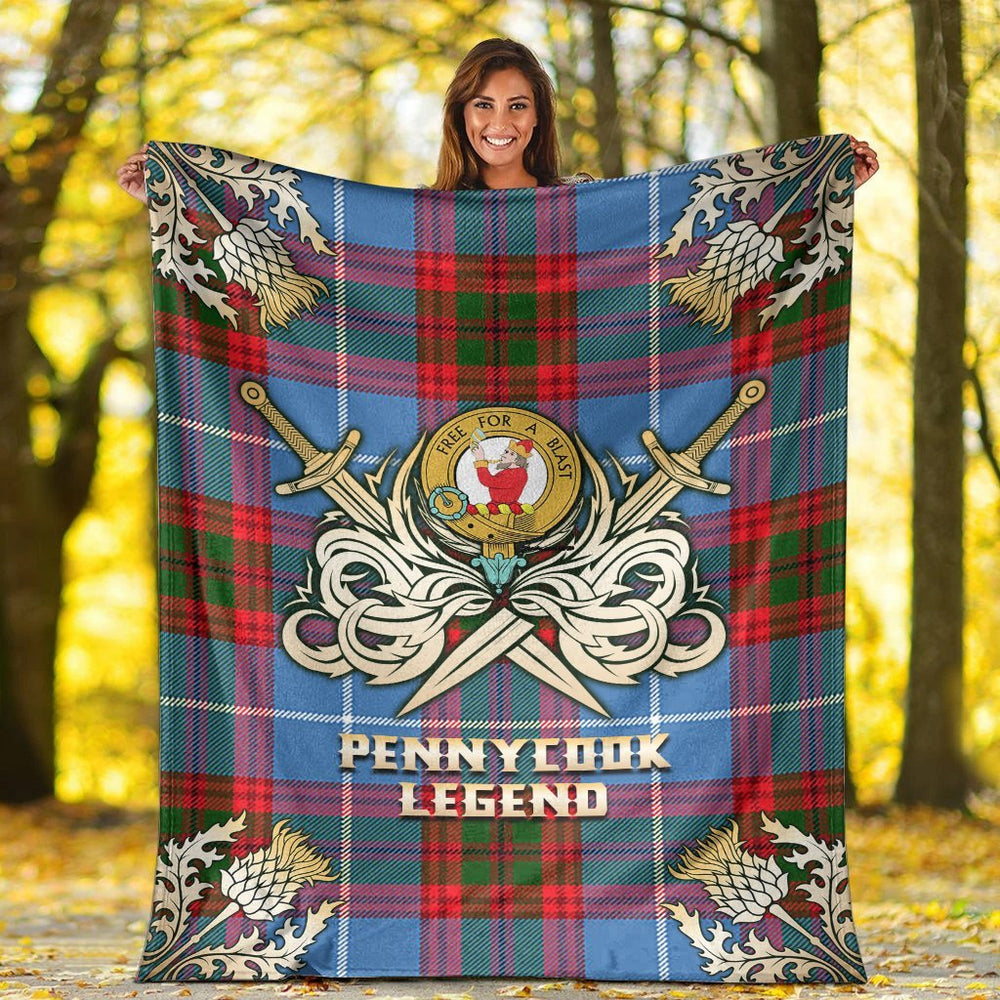 Clan Pennycook Tartan Gold Courage Symbol Blanket RF14 Clan Pennycook Tartan Today   
