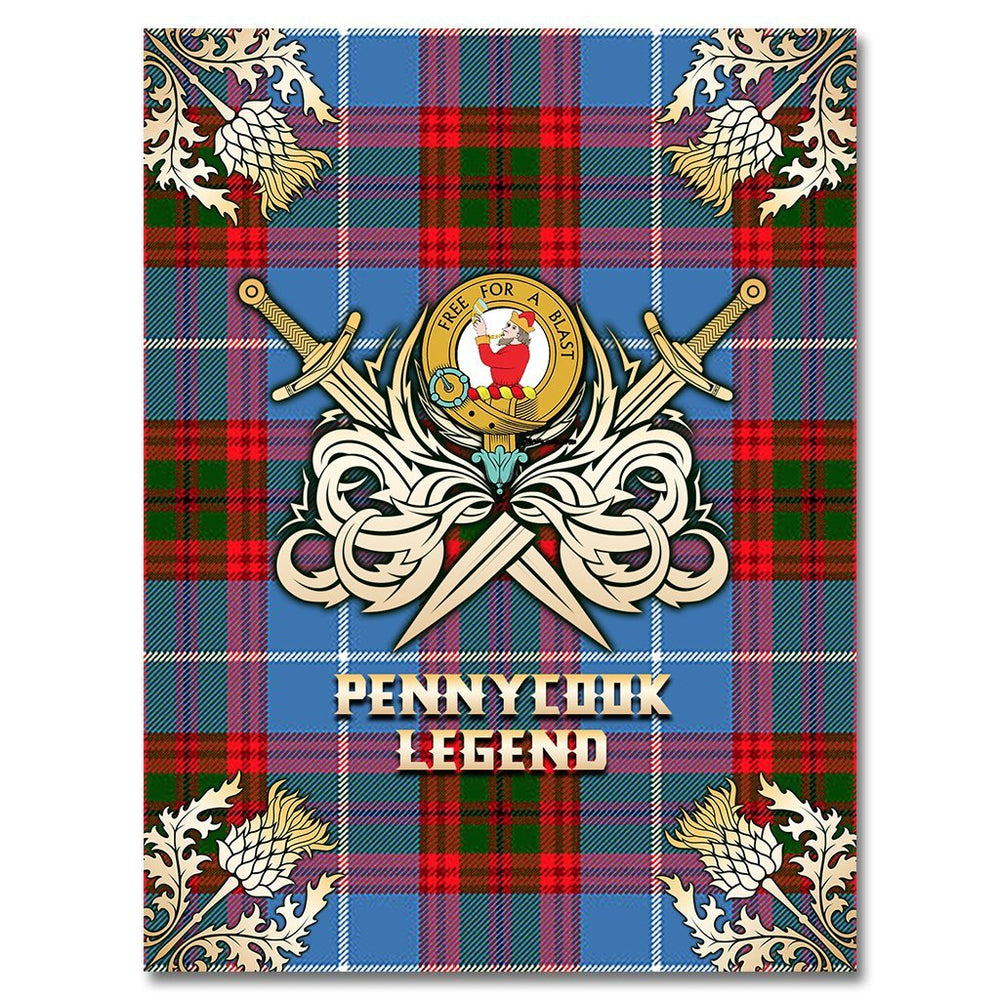 Clan Pennycook Tartan Gold Courage Symbol Blanket RF14 Clan Pennycook Tartan Today   