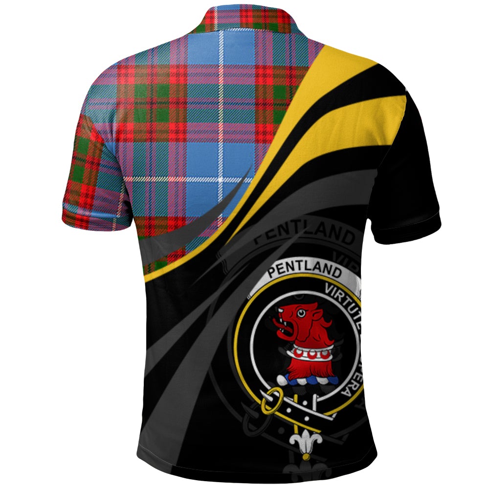 Clan Pentland Tartan Polo Shirt - Royal Coat Of Arms Style JA65 Pentland Tartan Tartan Polo   