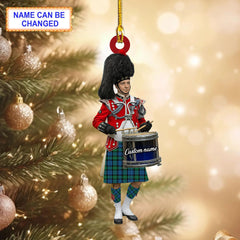 Personalized Clan Blackwatch Ancient Tartan Drummer Ornament with Custom Name – Scottish Christmas Tree Decoration