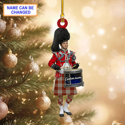 Personalized Clan Davidson Dress Dancers Tartan Drummer Ornament with Custom Name – Scottish Christmas Tree Decoration