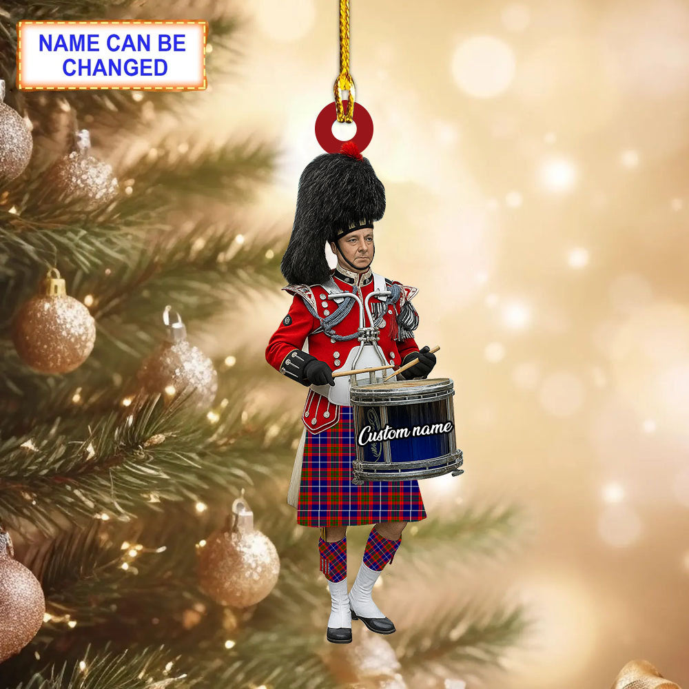 Personalized Clan Edinburgh District Tartan Drummer Ornament with Custom Name – Scottish Christmas Tree Decoration