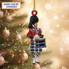 Personalized Clan Gordon Dress Modern Tartan Drummer Ornament with Custom Name – Scottish Christmas Tree Decoration