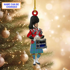 Personalized Clan MacHardy Ancient Tartan Drummer Ornament with Custom Name – Scottish Christmas Tree Decoration
