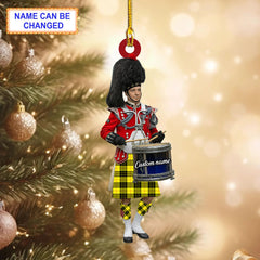 Personalized Clan MacLeod of Lewis Modern Tartan Drummer Ornament with Custom Name – Scottish Christmas Tree Decoration