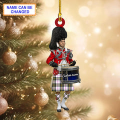 Personalized Clan MacPherson Dress Modern Tartan Drummer Ornament with Custom Name – Scottish Christmas Tree Decoration