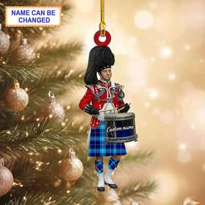 Personalized Clan McKerrell Tartan Drummer Ornament with Custom Name – Scottish Christmas Tree Decoration ME18