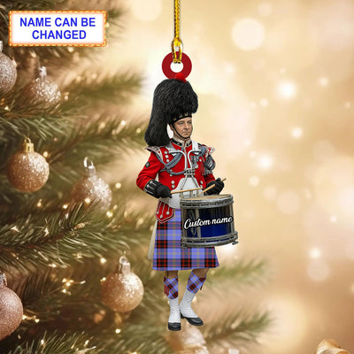 Personalized Clan Rutherford Tartan Drummer Ornament with Custom Name – Scottish Christmas Tree Decoration RX68