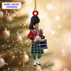 Personalized Clan Swinton (Tweedside) Tartan Drummer Ornament with Custom Name – Scottish Christmas Tree Decoration