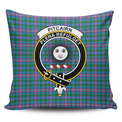 Clan Pitcairn Hunting Tartan Crest Pillow Cover