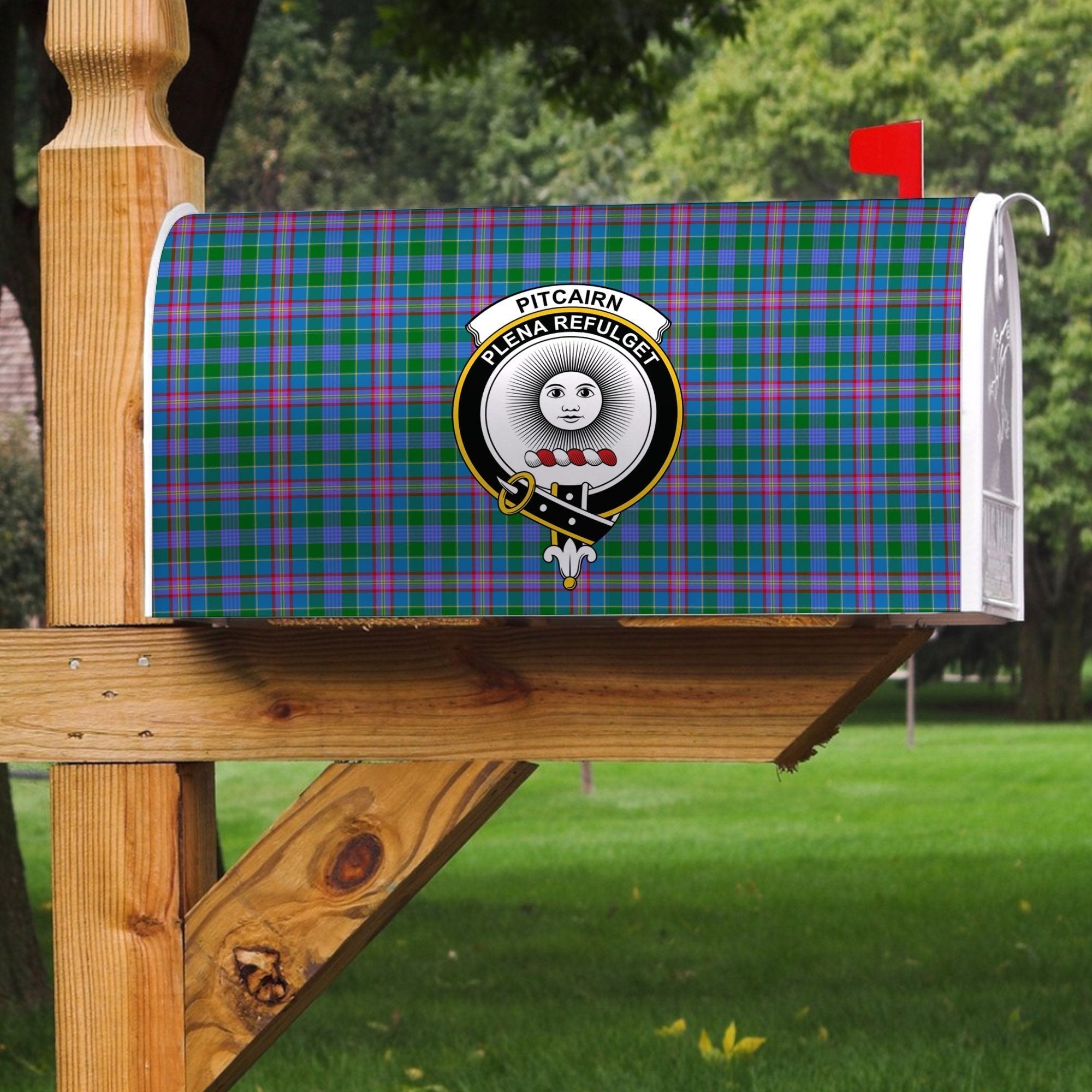 Clan Pitcairn Hunting Tartan Crest Mailbox TF53 Clan Pitcairn Tartan Today   