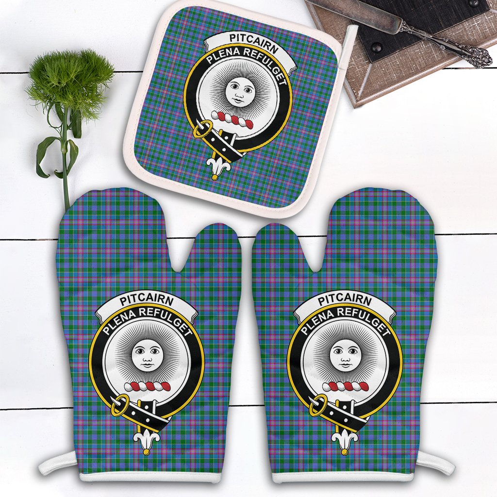 Clan Pitcairn Hunting Tartan Crest Oven Mitt And Pot Holder (2 Oven Mitts + 1 Pot Holder) EY71 Clan Pitcairn Tartan Today   