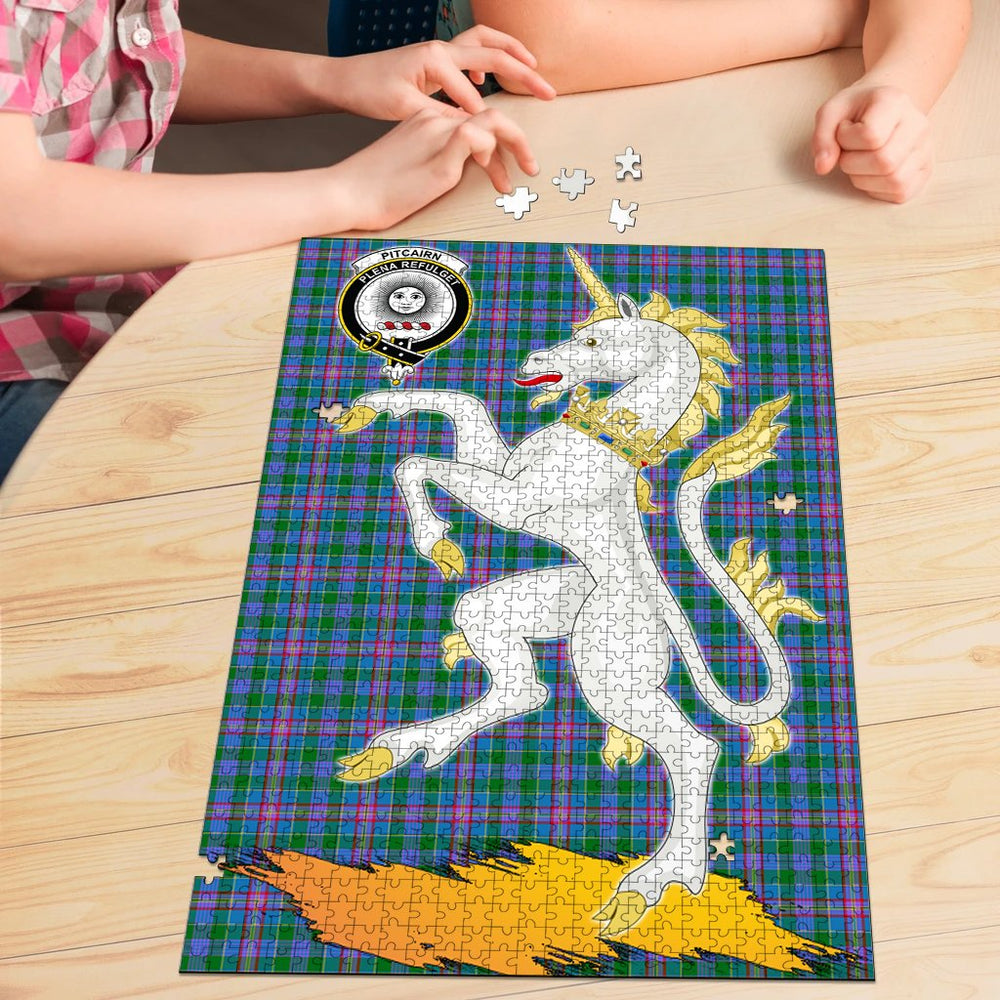 Clan Pitcairn Hunting Tartan Crest Unicorn Scotland Jigsaw Puzzles Gift For Family CC40 Clan Pitcairn Tartan Today   
