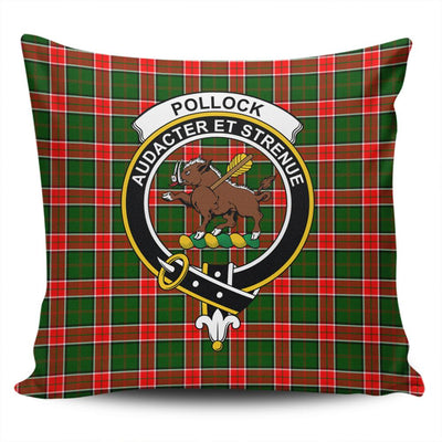 Clan Pollock Modern Tartan Crest Pillow Cover