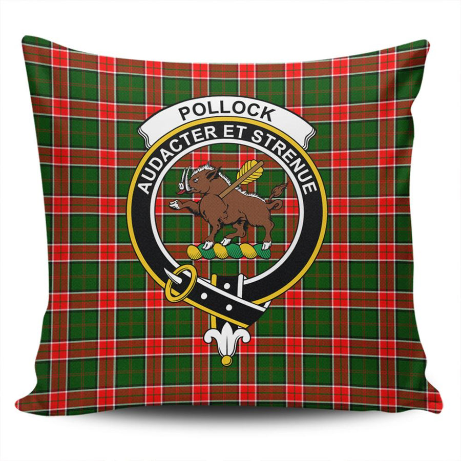 Clan Pollock Modern Tartan Crest Pillow Cover