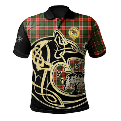 Clan Pollock Modern Tartan Polo Shirt Viking Wolf