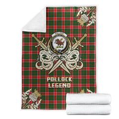 Clan Pollock Modern Tartan Gold Courage Symbol Blanket QI82 Clan Pollock Tartan Today   