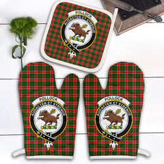 Clan Pollock Modern Tartan Crest Oven Mitt And Pot Holder (2 Oven Mitts + 1 Pot Holder) OI44 Clan Pollock Tartan Today   