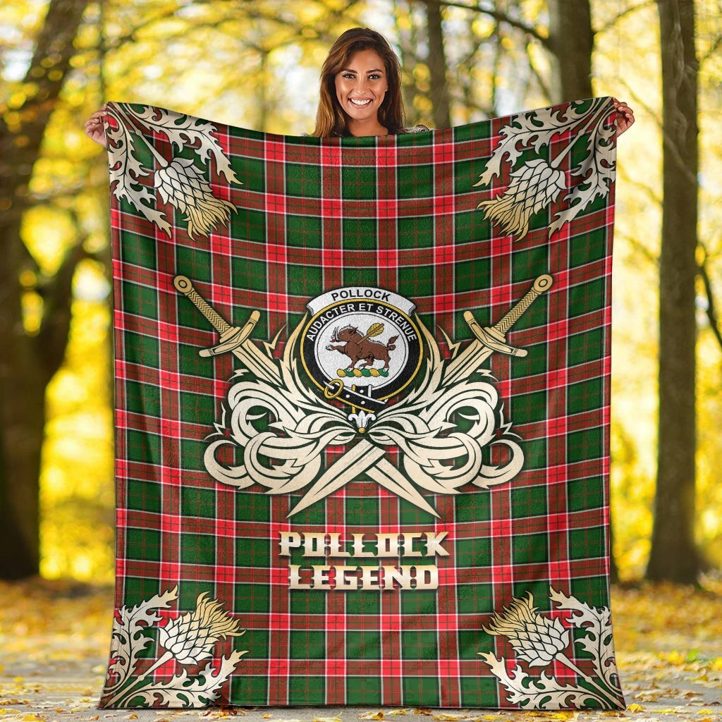 Clan Pollock Modern Tartan Gold Courage Symbol Blanket QI82 Clan Pollock Tartan Today   