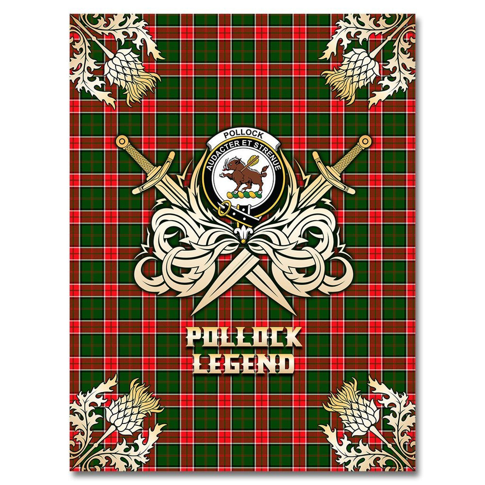 Clan Pollock Modern Tartan Gold Courage Symbol Blanket QI82 Clan Pollock Tartan Today   
