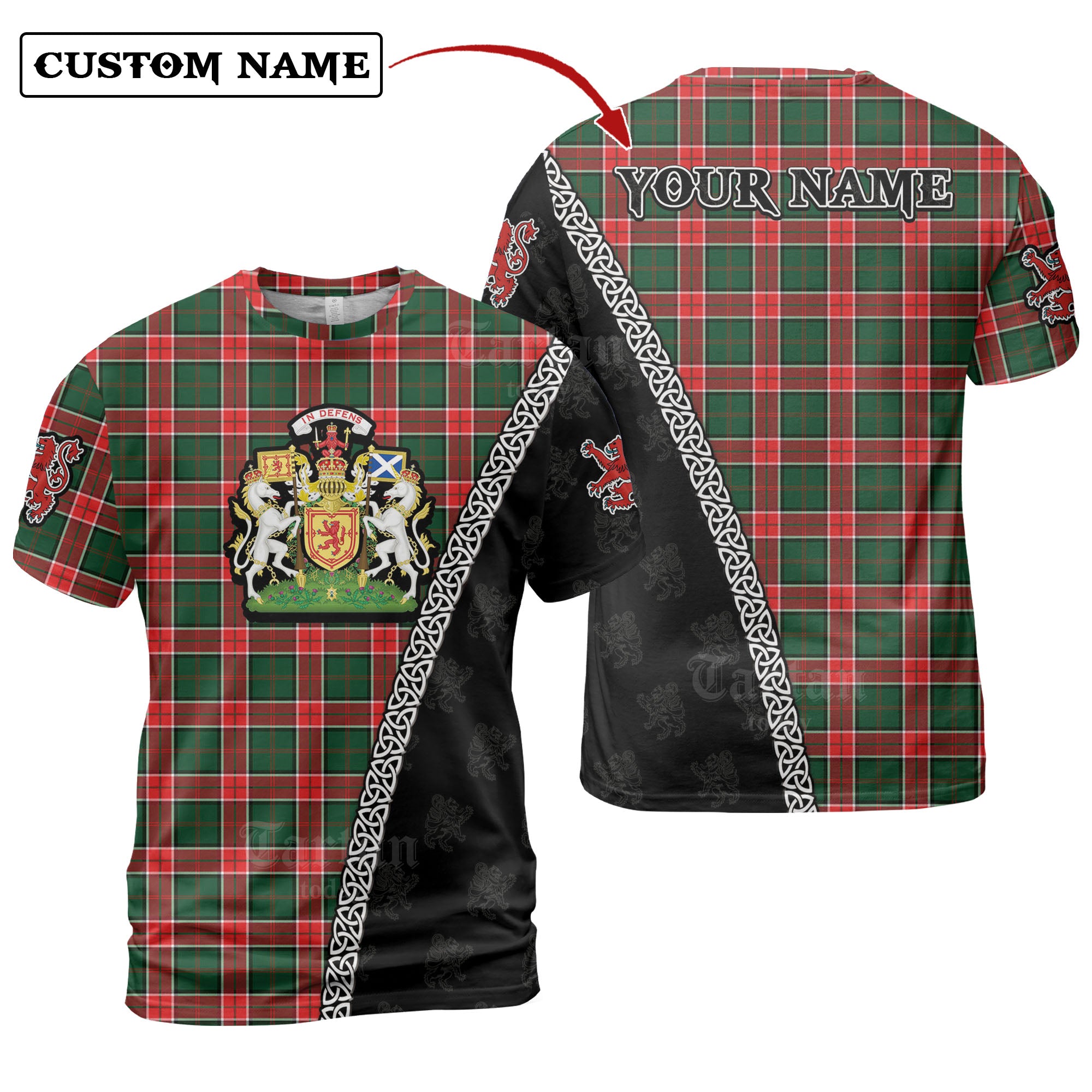 Pollock Modern Tartan Shirt with Scotland Coat of Arms & Custom Name IM40