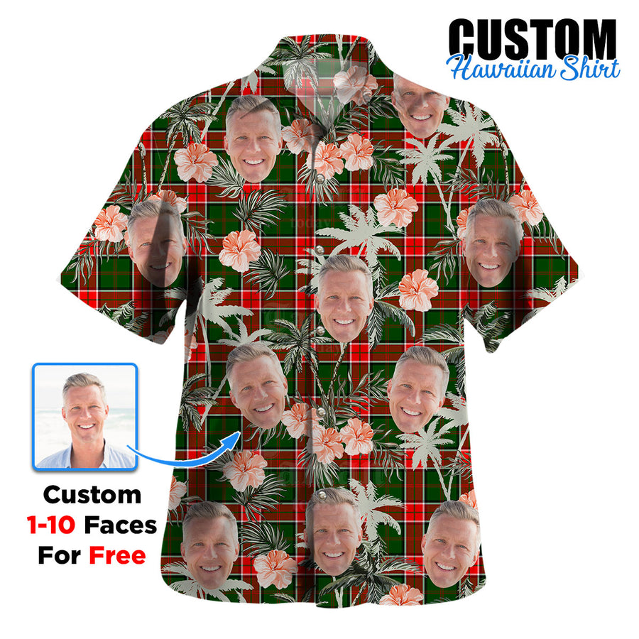 Clan Pollock Modern Tartan Custom Face Hawaiian Shirt – Unisex Gift for Family Members, Summer Party XW64 Pollock Modern Tartan Tartan Hawaii Shirt