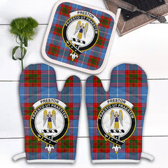 Clan Preston Tartan Crest Oven Mitt And Pot Holder (2 Oven Mitts + 1 Pot Holder) PM47 Clan Preston Tartan Today   