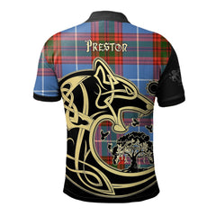 Clan Preston Tartan Polo Shirt Viking Wolf PO46 Preston Tartan Tartan Polo   