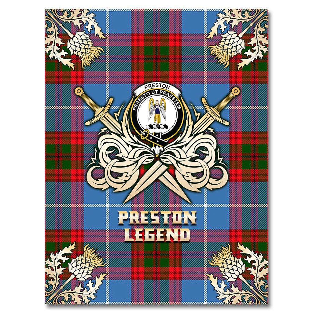 Clan Preston Tartan Gold Courage Symbol Blanket UC23 Clan Preston Tartan Today   