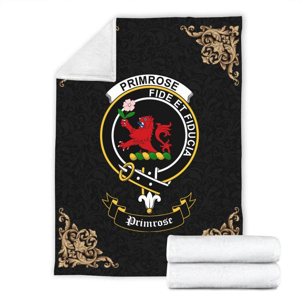 Clan Primrose Crest Tartan Premium Blanket Black BU45 Clan Primrose Tartan Today   