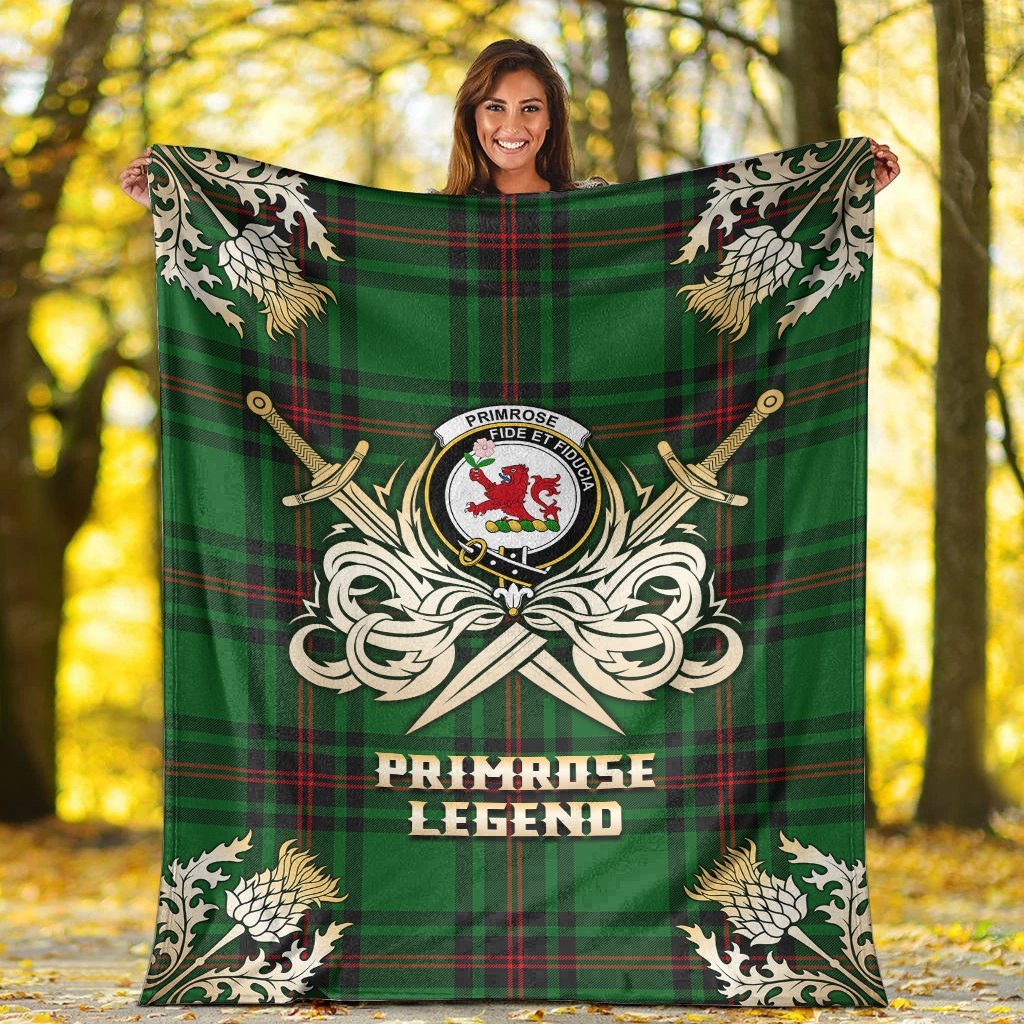 Clan Primrose Tartan Gold Courage Symbol Blanket GO81 Clan Primrose Tartan Today   