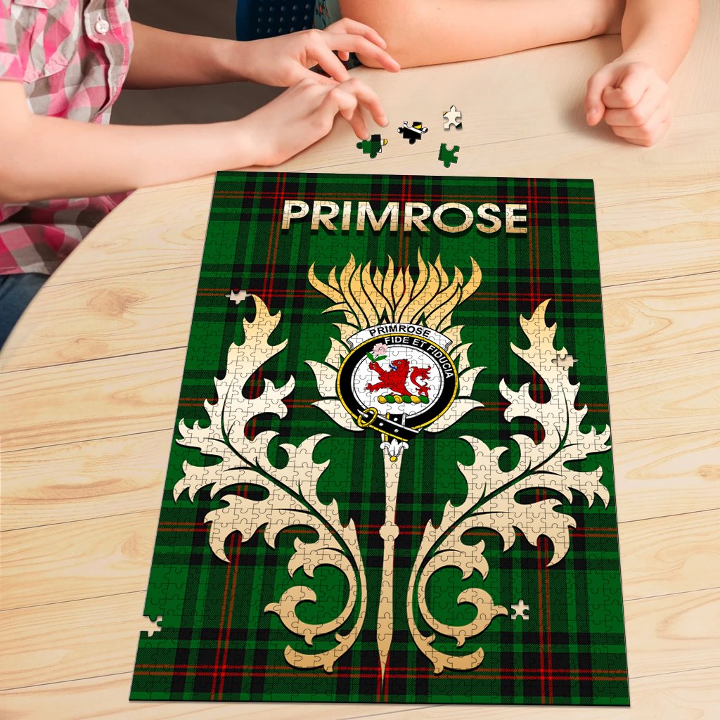 Clan Primrose Tartan Crest Thistle Jigsaw Puzzles Gift For Family JA64 Clan Primrose Tartan Today   