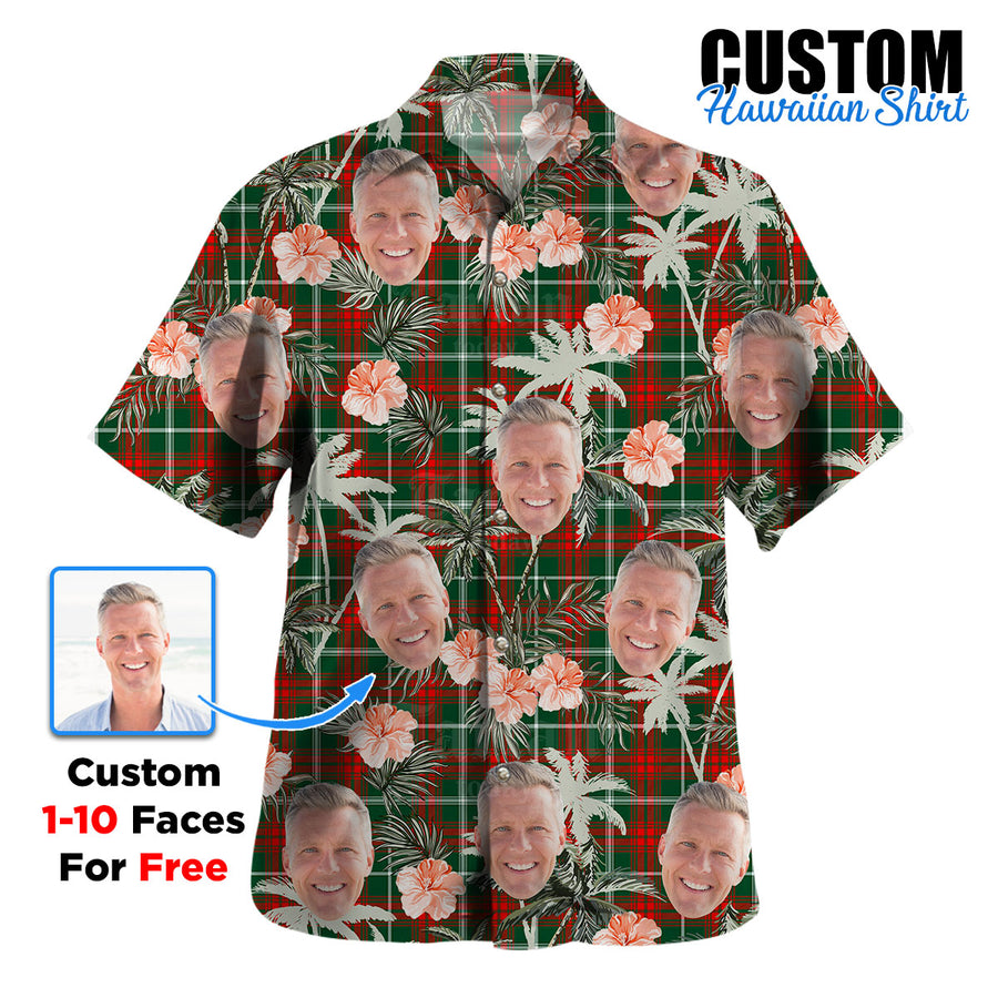 Clan Prince of Wales Tartan Custom Face Hawaiian Shirt – Unisex Gift for Family Members, Summer Party AR89 Prince of Wales Tartan Tartan Hawaii Shirt