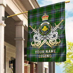 Custom Name Clan Pringle Tartan Garden Flag with Clan Crest and the Golden Sword of Courageous Legacy JG58
