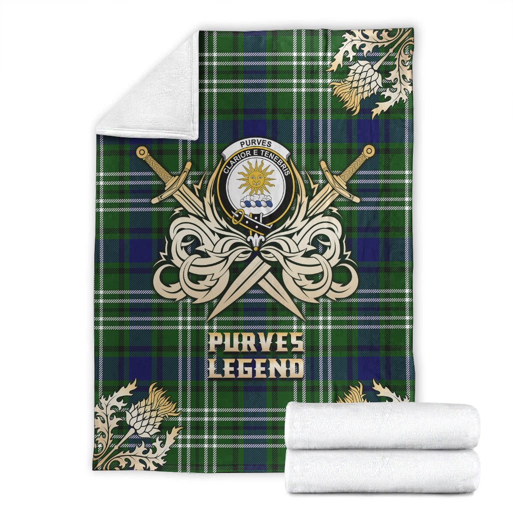 Clan Purves Tartan Gold Courage Symbol Blanket UB55 Clan Purves Tartan Today   